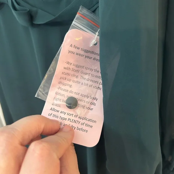 Dark Green Chiffon Maxi Dress Size 12 NWT Long Sleeve Formal Evening - Picture 4 of 9